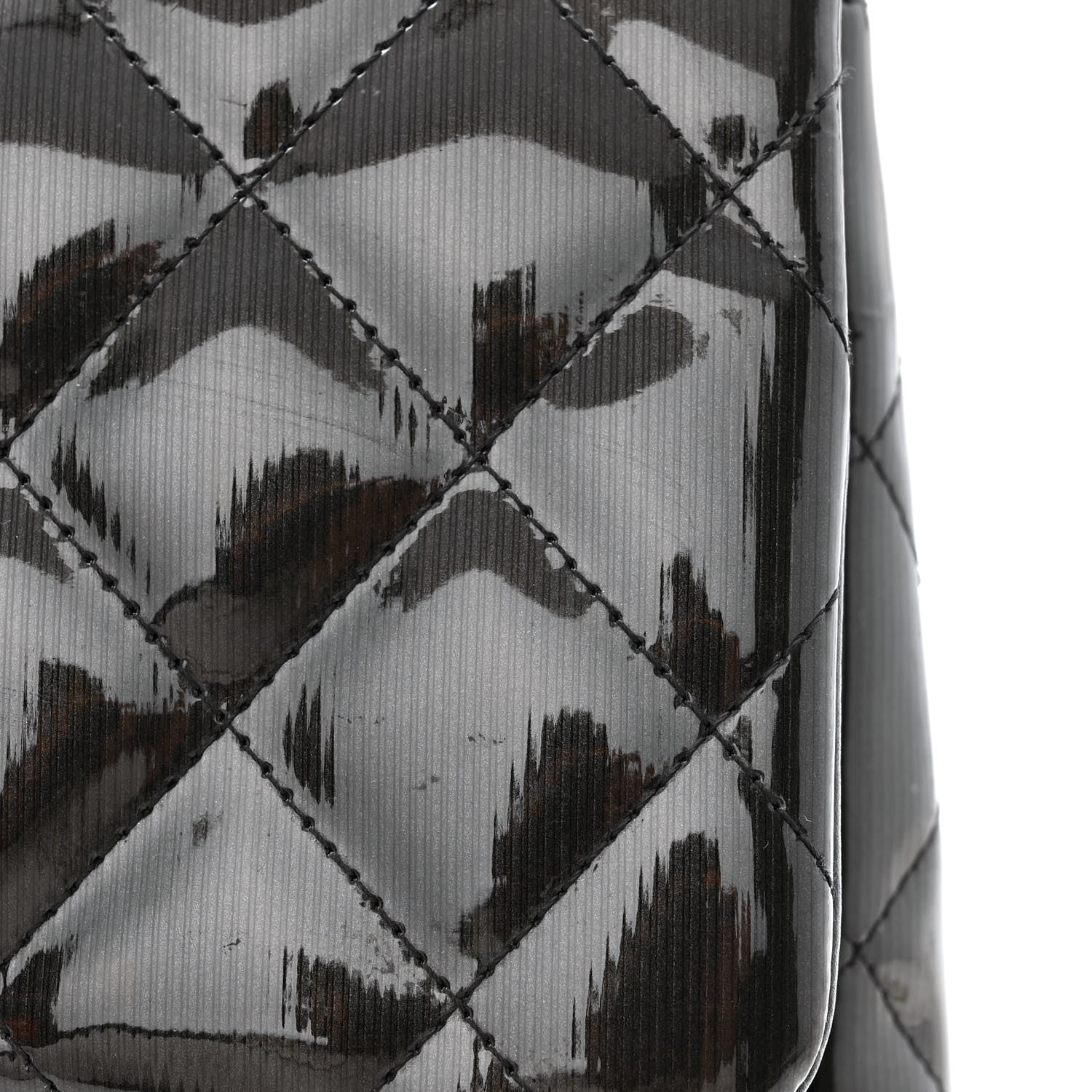 Chanel Striated Patent Quilted Jumbo Double Flap Black 13 of 17