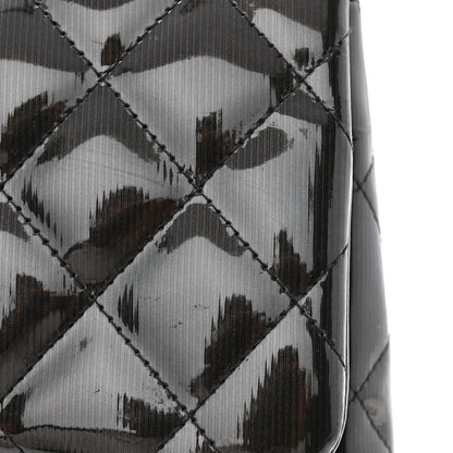 Chanel Striated Patent Quilted Jumbo Double Flap Black 13 of 17