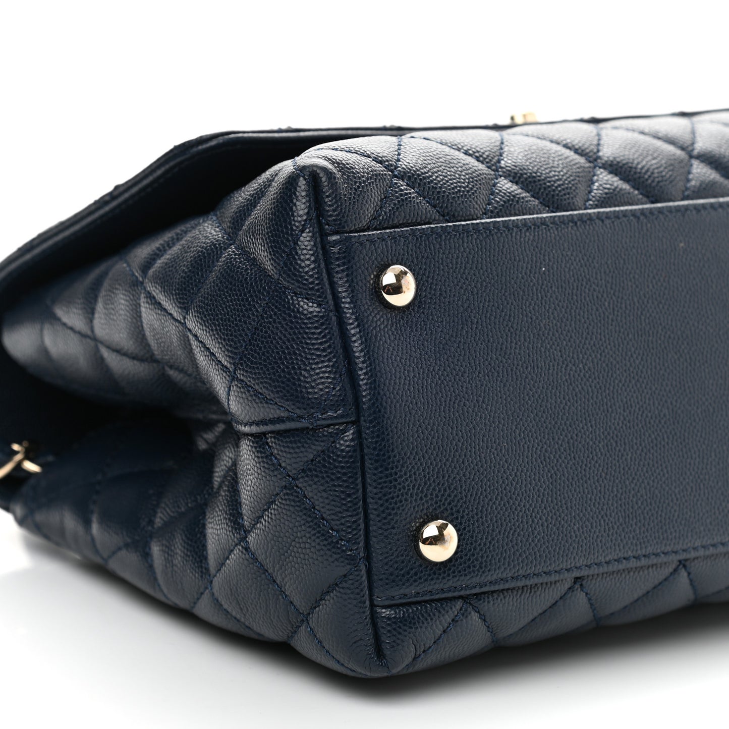 Caviar Quilted Small Coco Handle Flap Navy
