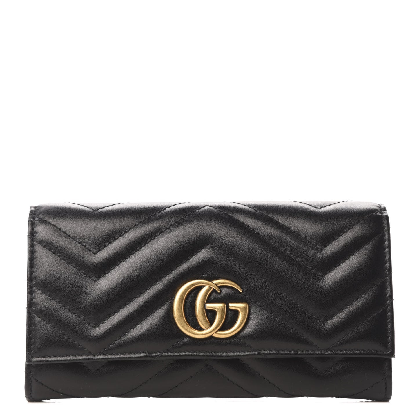 Calfskin Matelasse GG Marmont Continental Wallet Black
