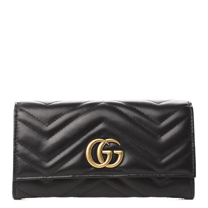 Gucci Calfskin Matelasse GG Marmont Continental Wallet Black 1 of 8
