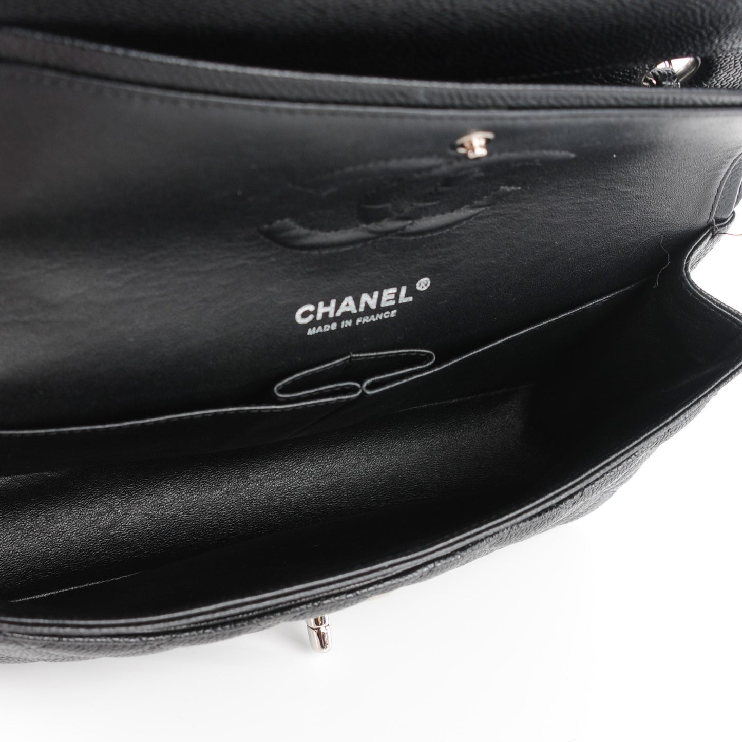 Caviar Quilted Medium Double Flap Black