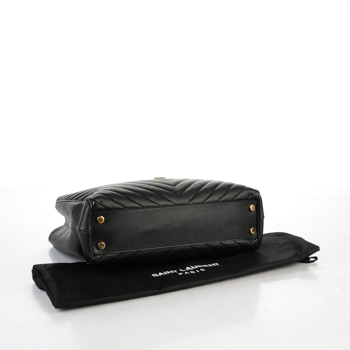 Grain De Poudre Matelasse Chevron Monogram Shopping Bag Black