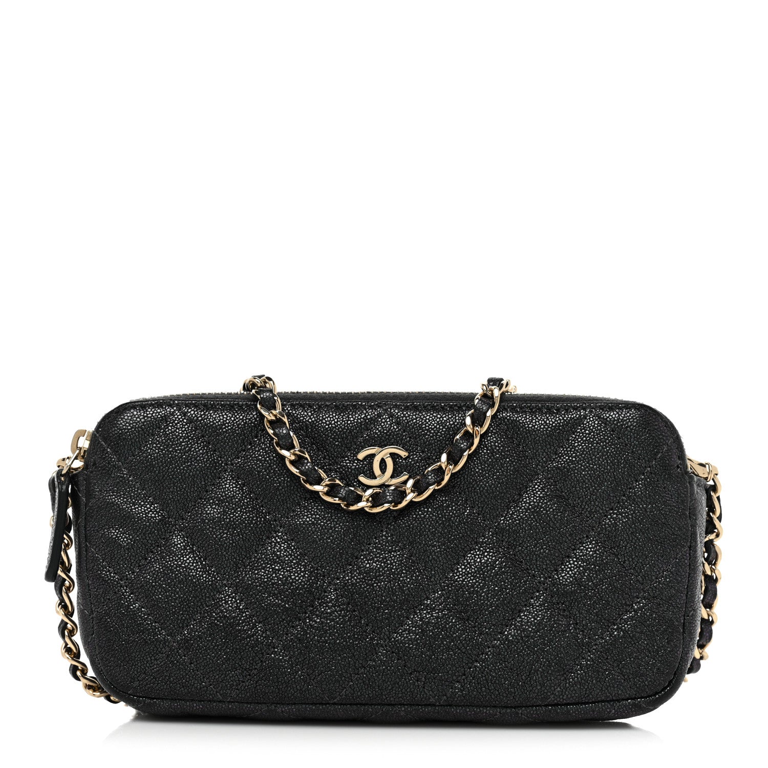 Chanel Iridescent Caviar Quilted Small Clutch With Chain Black 1 of 12