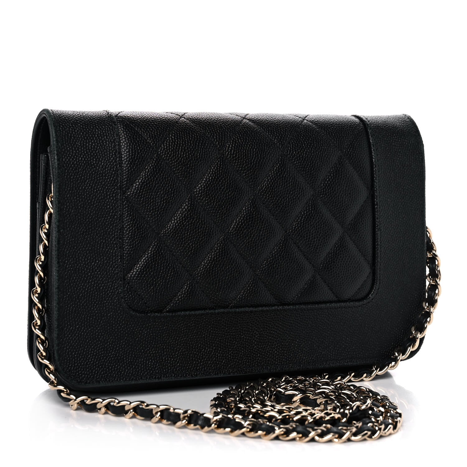 Chanel Caviar Quilted Vintage Mademoiselle Wallet On Chain WOC Black 3 of 12