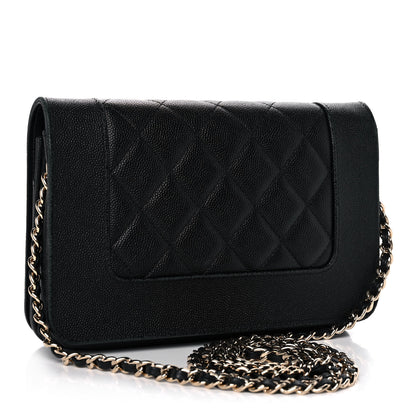Chanel Caviar Quilted Vintage Mademoiselle Wallet On Chain WOC Black 3 of 12