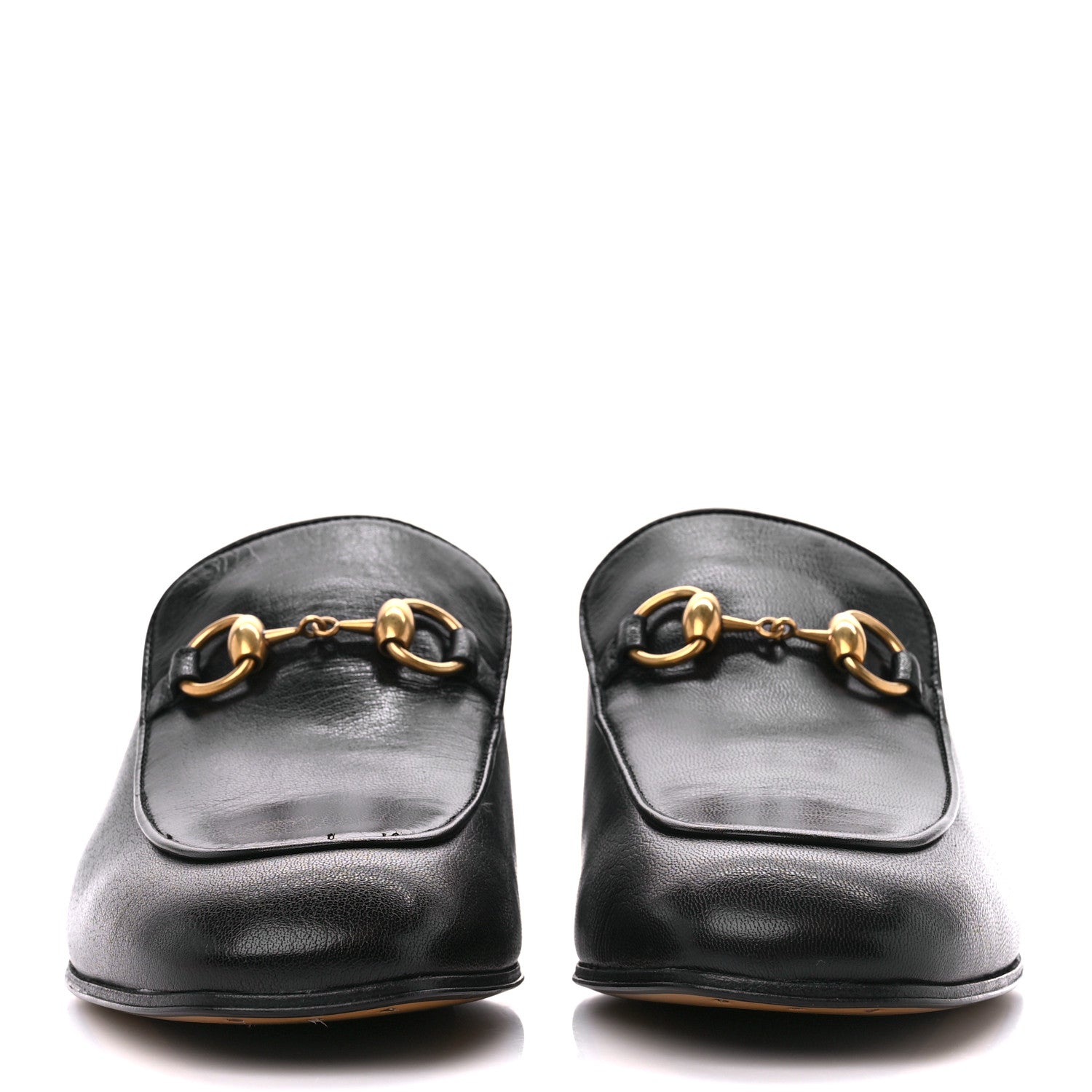 Gucci Goatskin Womens Horsebit Mid-Heel Loafers 41 Black 2 of 9