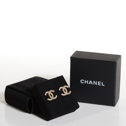 Chanel Crystal CC Earrings Gold 5 of 5