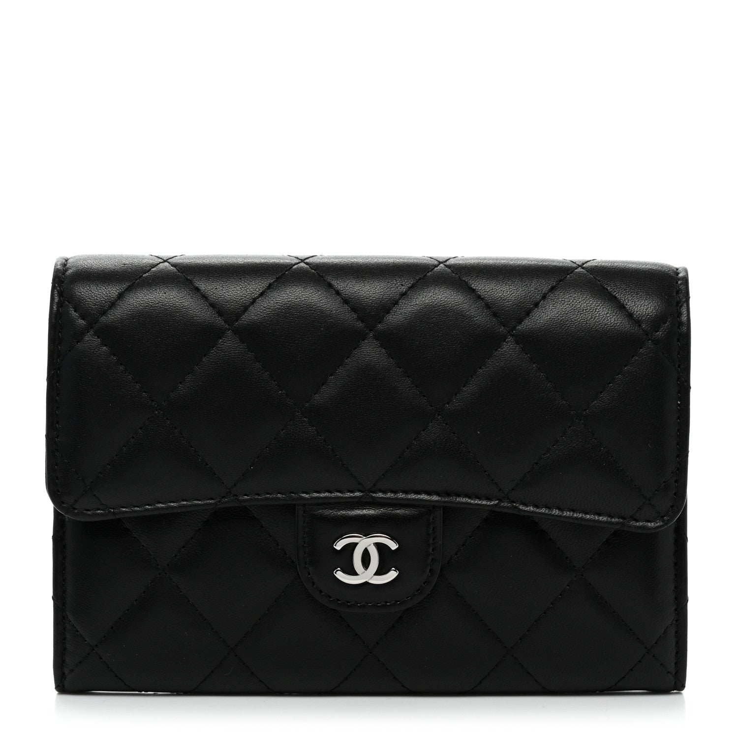 Chanel Lambskin Quilted Small Flap Wallet Black 1 of 9