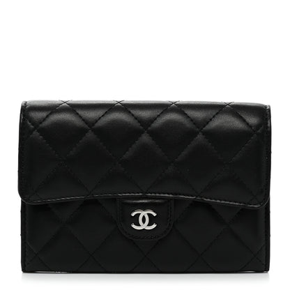Chanel Lambskin Quilted Small Flap Wallet Black 1 of 9