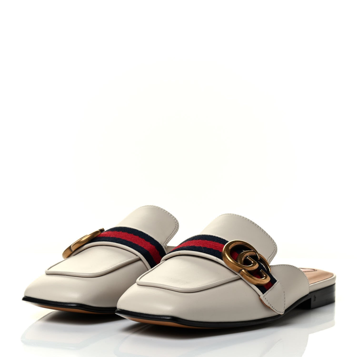 Gucci Calfskin Web Womens Peyton GG Slippers 36 Mystic White 3 of 8