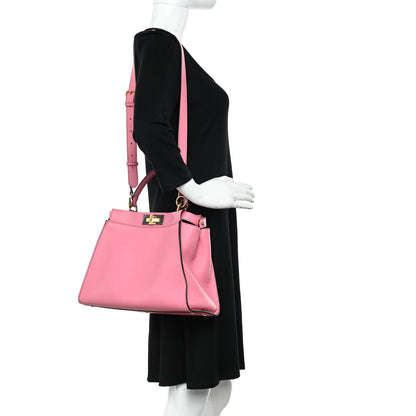 Fendi Vitello Seta Medium Peekaboo Iconic Satchel Pink 2 of 10