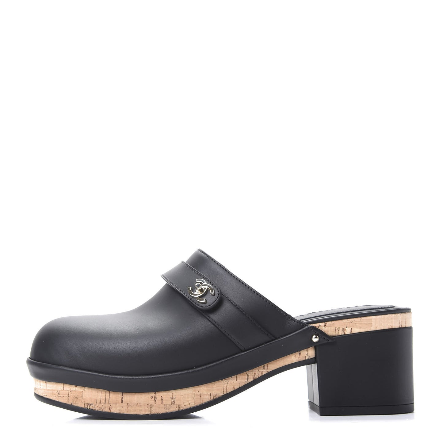 Calfskin CC Turn Lock Clogs 41 Black