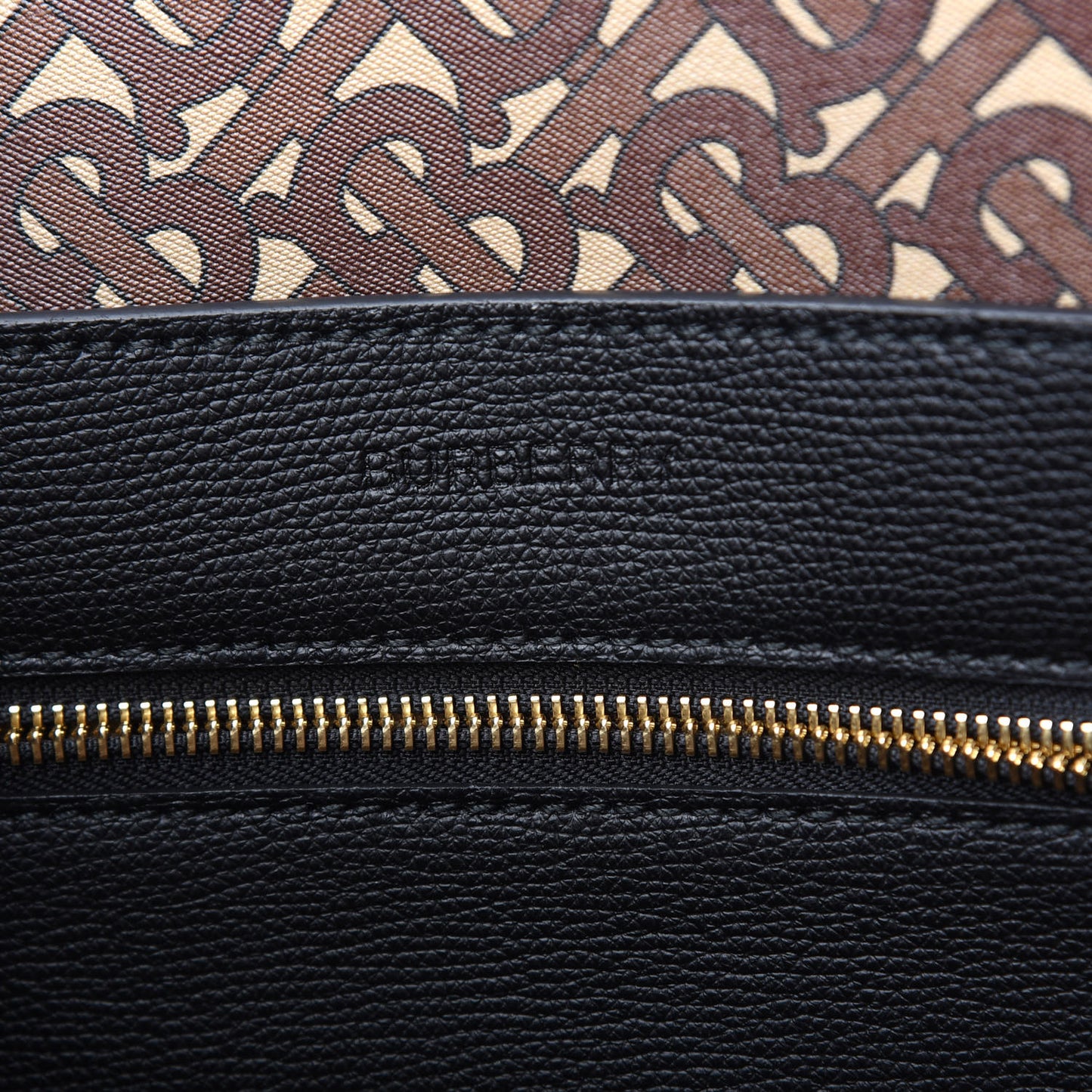 Calfskin TB Motif Embossed Tote Black