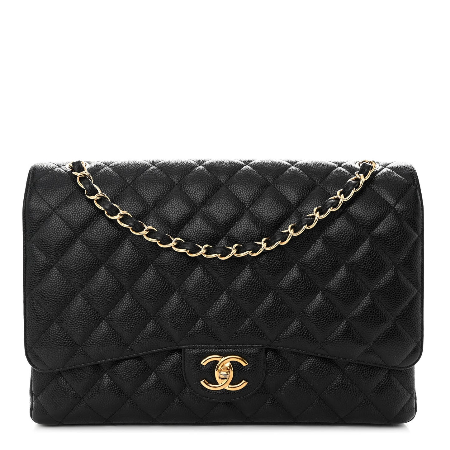 Caviar Quilted Maxi Double Flap Black