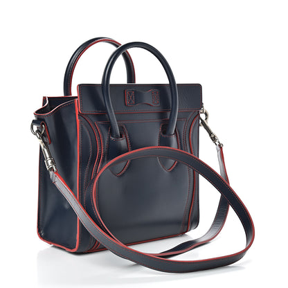 Celine Satin Calfskin Nano Debossed Luggage Navy Blue 2 of 11
