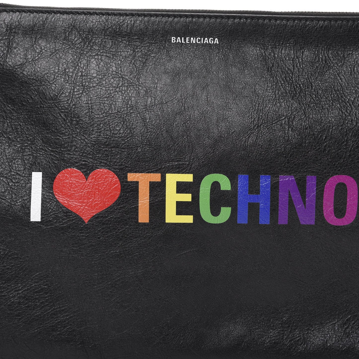 Lambskin Supermarket I Love Techno Pouch Black