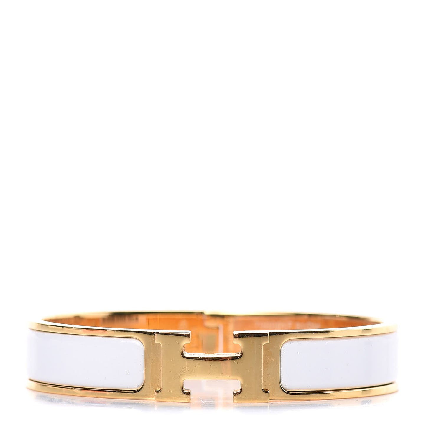 Enamel Narrow Clic Clac H Bracelet GM White