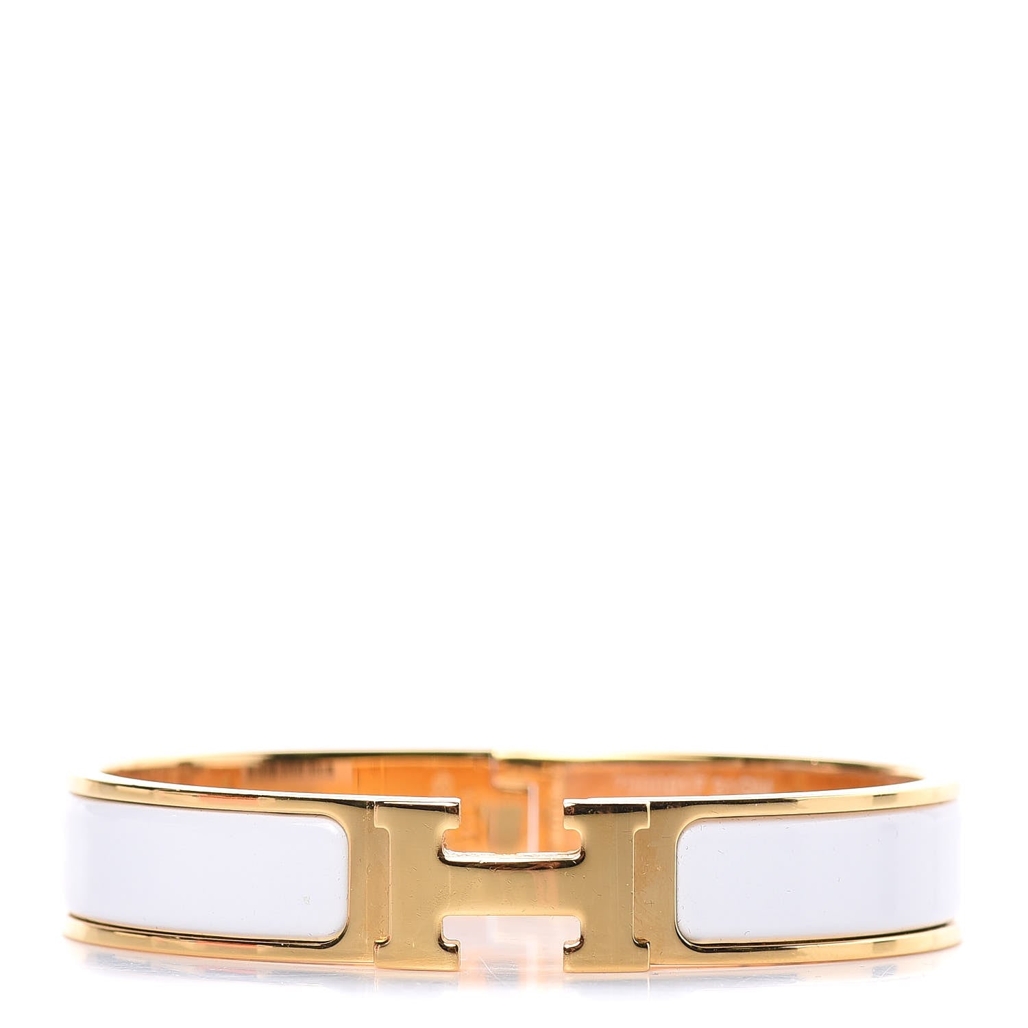 Hermes Enamel Narrow Clic Clac H Bracelet GM White 1 of 6