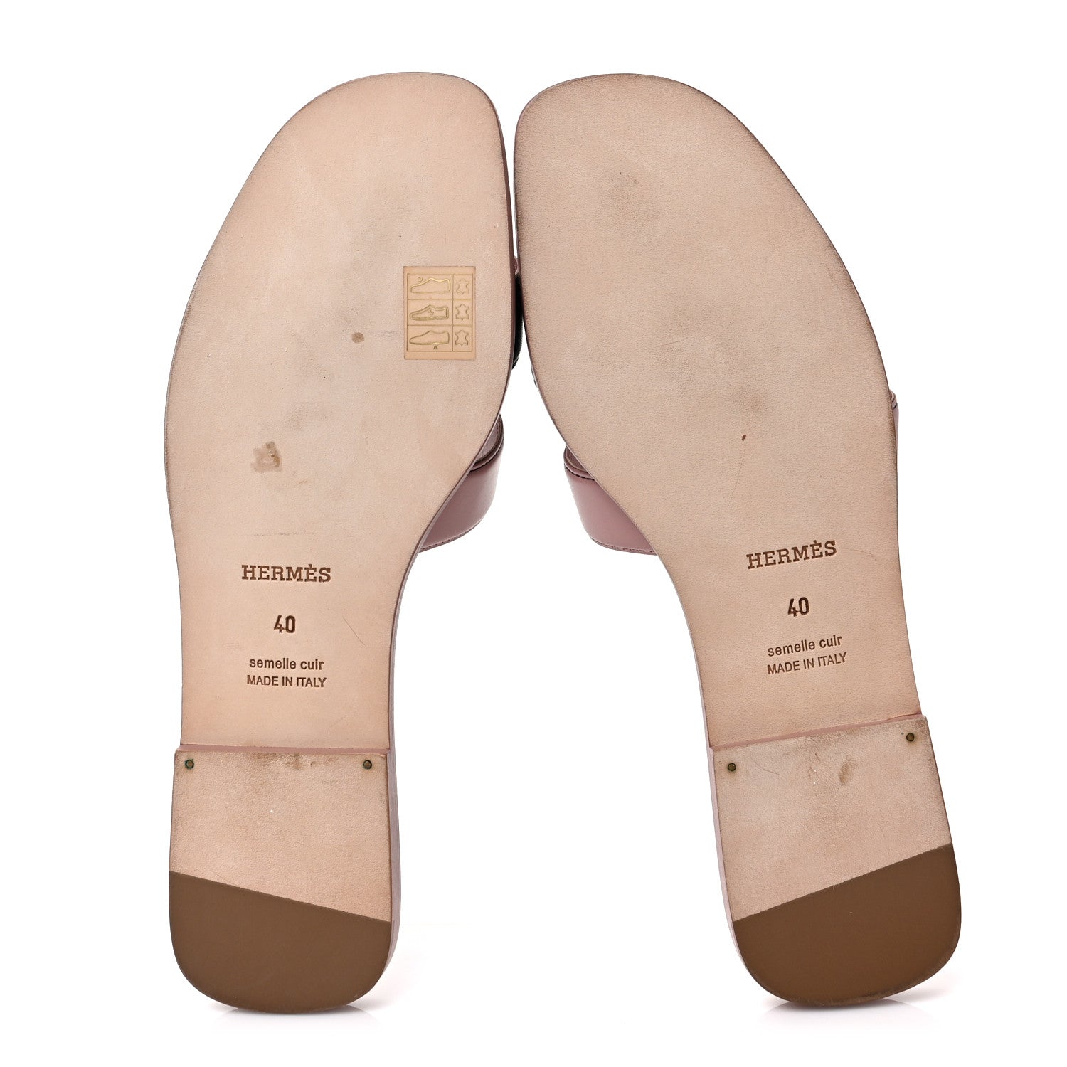 Hermes Box Calfskin Oran Sandals 40 Black Vieux Rose 5 of 8