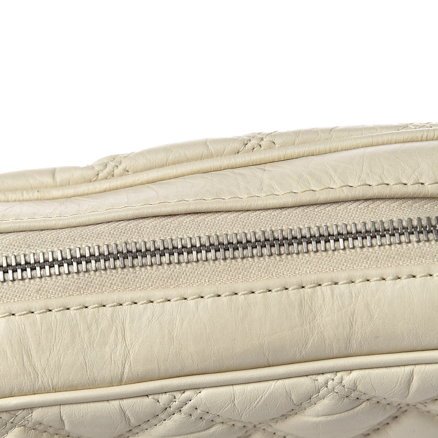 Aged Calfskin Quilted Paris New York PNY Laptop Bag Ivory