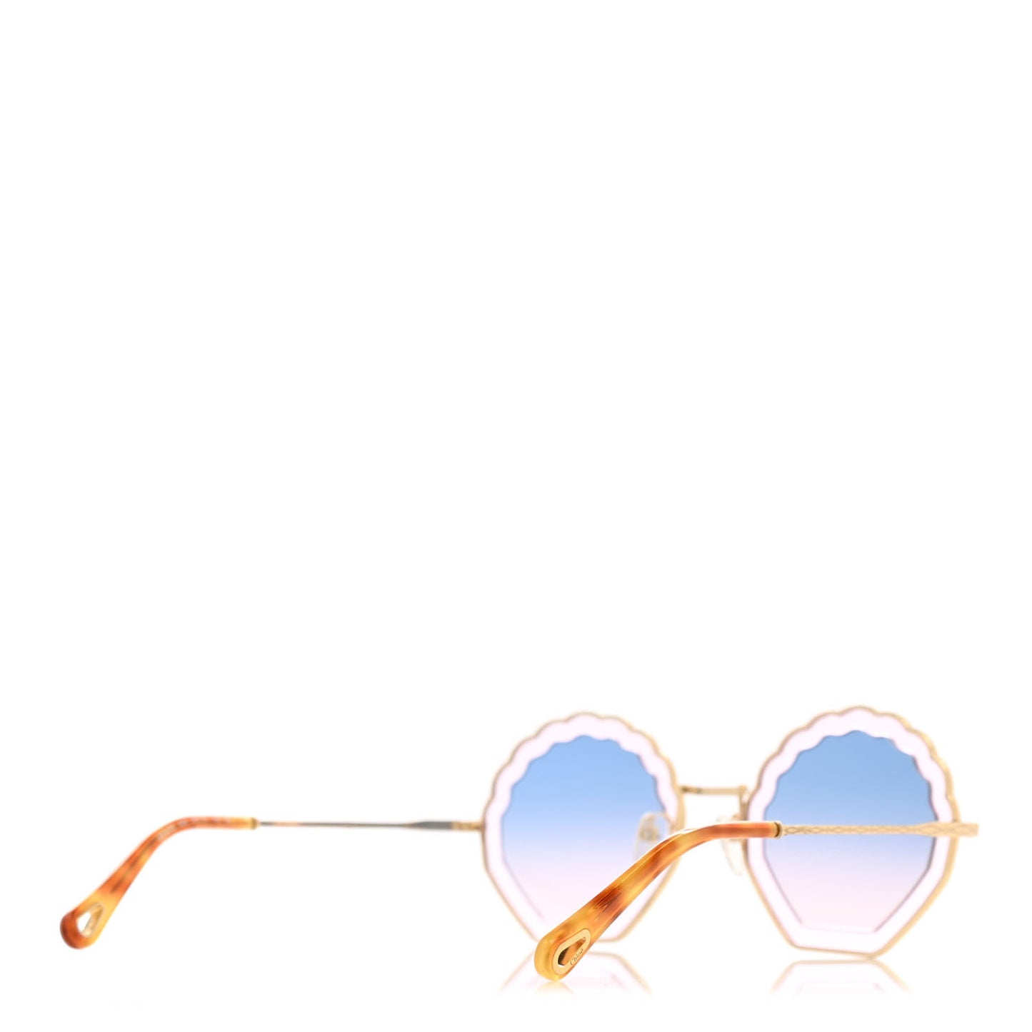 Rosie Bevelled Round Sunglasses Gold Gradient Blue