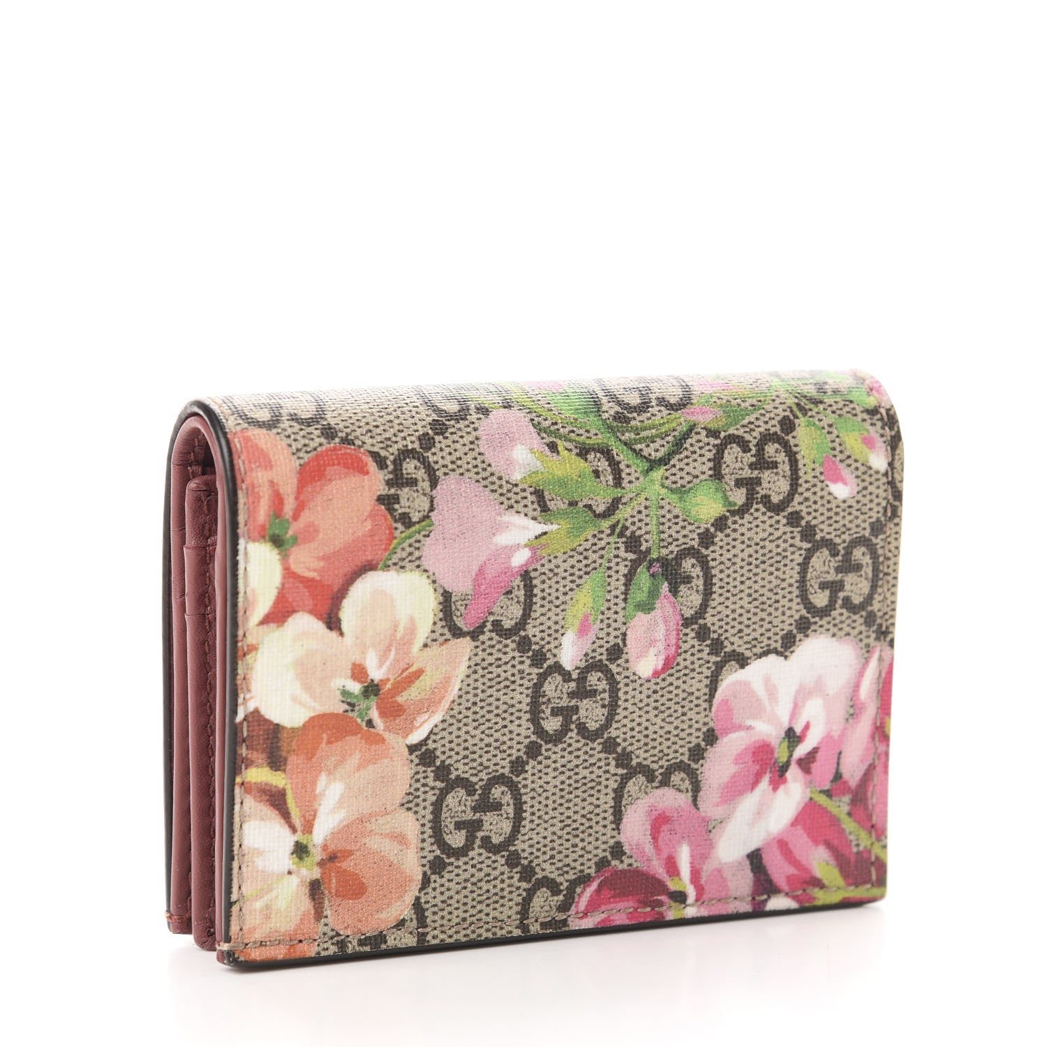 Gucci GG Supreme Monogram Blooms Card Case Wallet Beige Multicolor Dry Rose 3 of 8