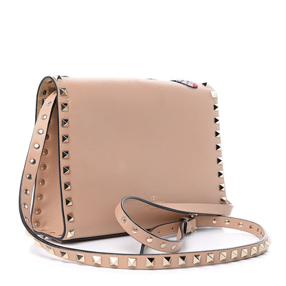 Valentino Garavani Calfskin Butterfly Embroidered Medium Rockstud Flip Lock Crossbody Bag Skin Sorbet 3 of 14