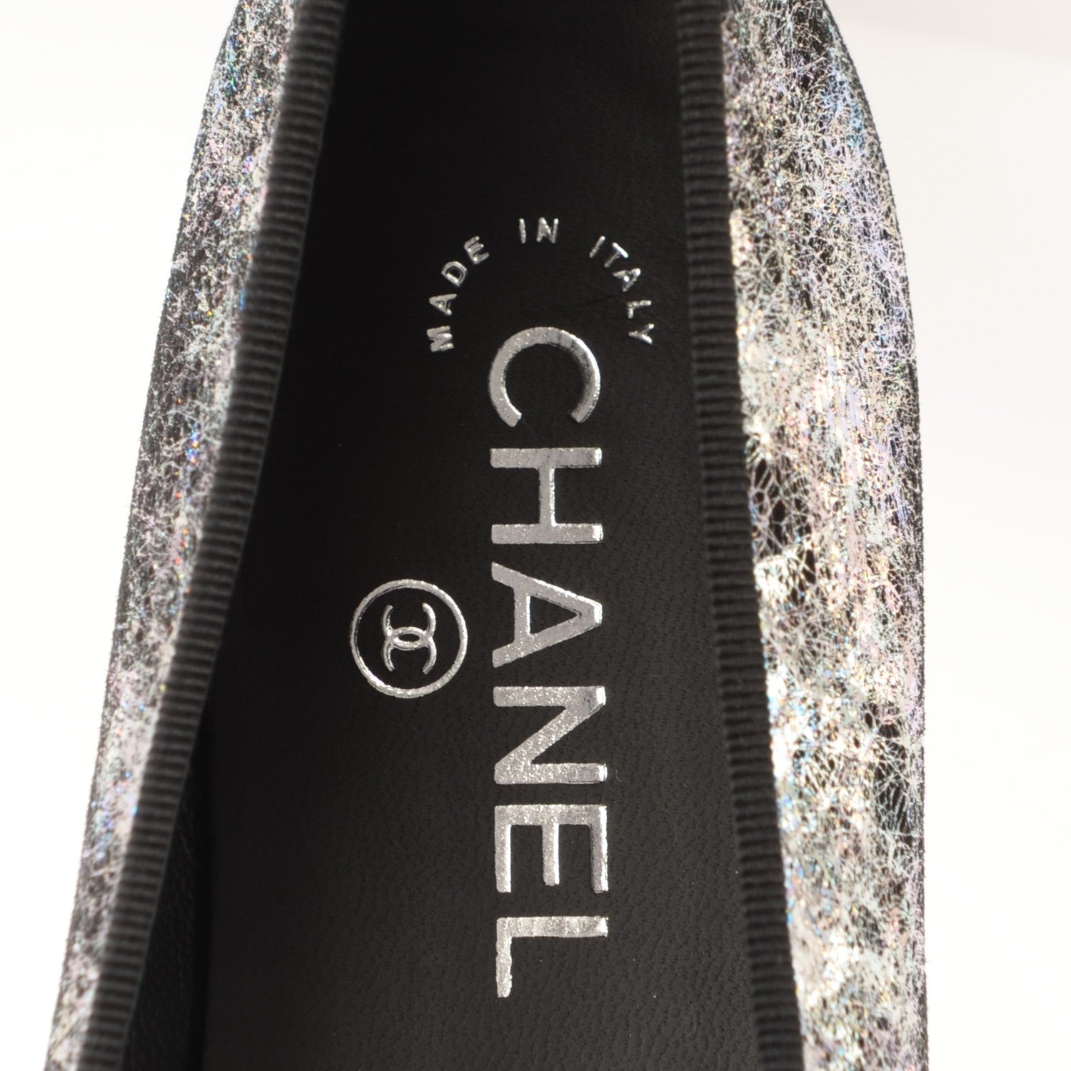 Chanel Metallic Calfskin Hologram Cap Toe Ballerina Flats 38.5 Silver 7 of 7