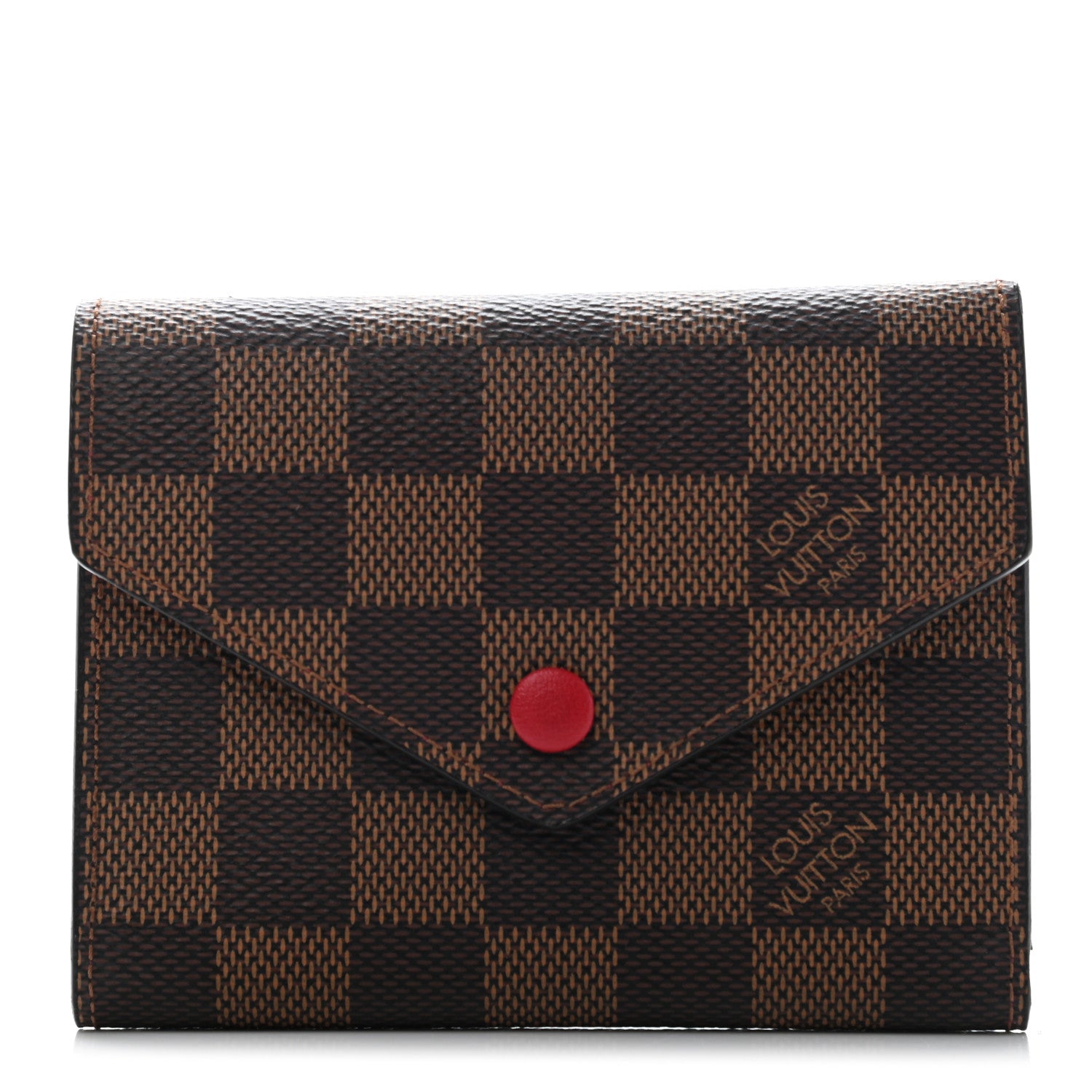 Louis Vuitton Damier Ebene Victorine Wallet Red 1 of 7