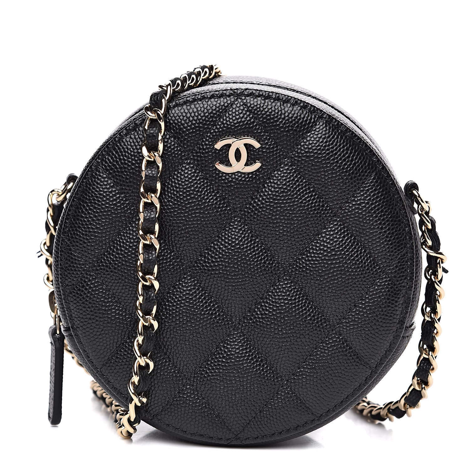 Chanel Caviar Quilted Round Clutch With Chain Black 1 of 10