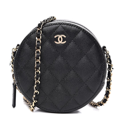 Chanel Caviar Quilted Round Clutch With Chain Black 1 of 10