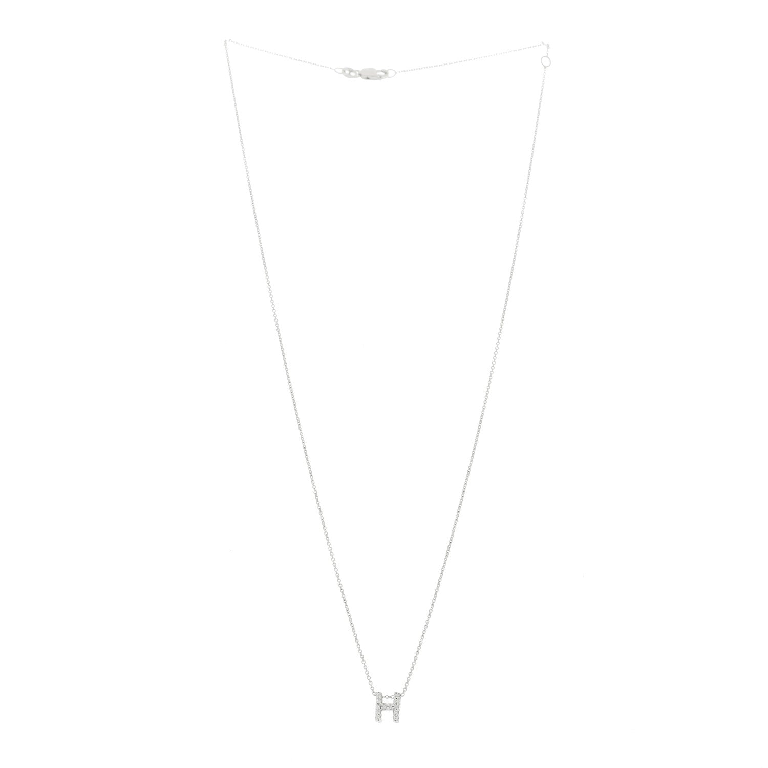 Roberto Coin 18K White Gold Diamond Love Letter H Pendant Necklace 3 of 8