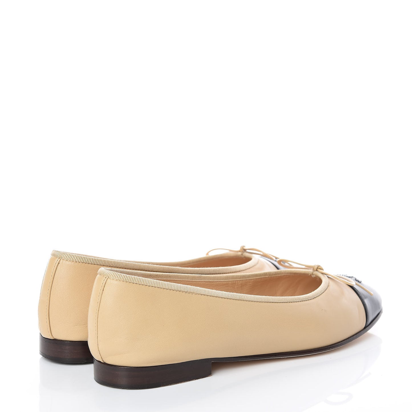 Lambskin Cap Toe CC Ballerina Flats 39 Beige Black
