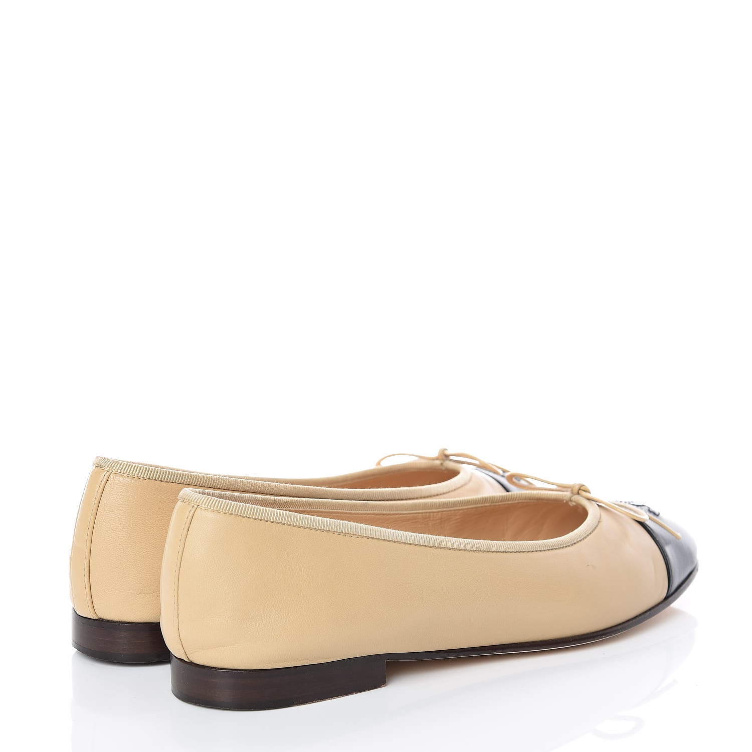 Chanel Lambskin Cap Toe CC Ballerina Flats 39 Beige Black 4 of 12