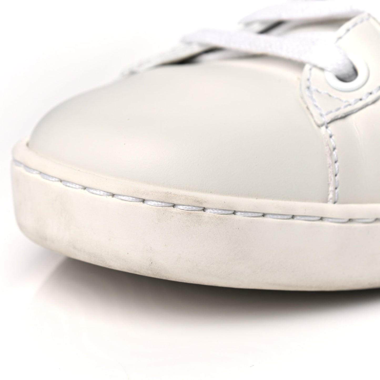 Calfskin Web Pearl Studded Womens Ace Sneakers 38 White