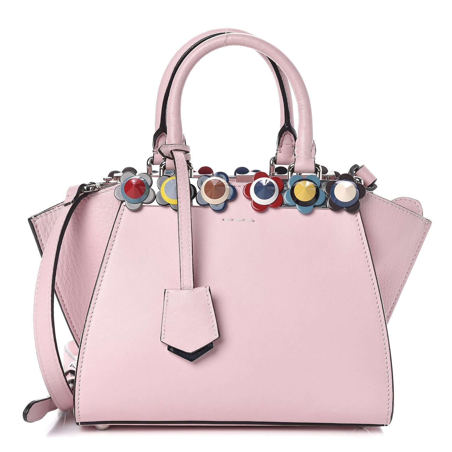 Fendi Vitello Dolce Plexiglass Flowerland Studded Mini 3Jours Tote Peonia Multicolor 1 of 9
