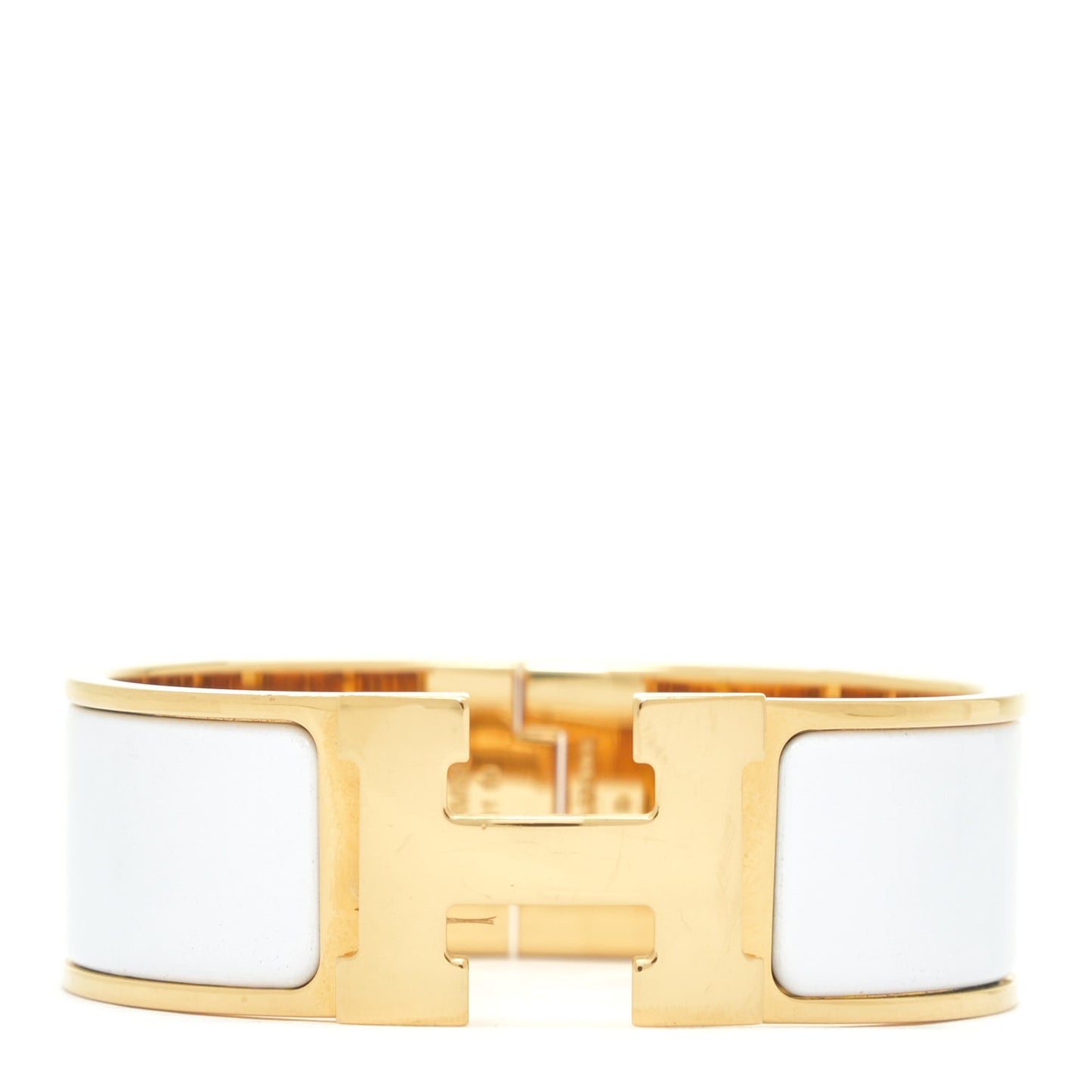Enamel Wide Clic Clac H Bracelet PM White
