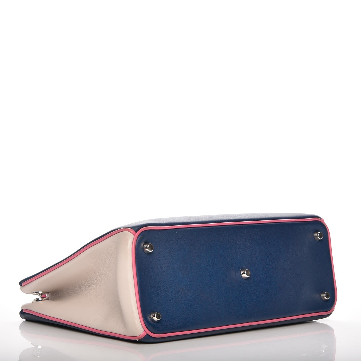 Christian Dior Smooth Calfskin Medium Tri-Color Diorissimo Bag Navy Pink 5 of 21