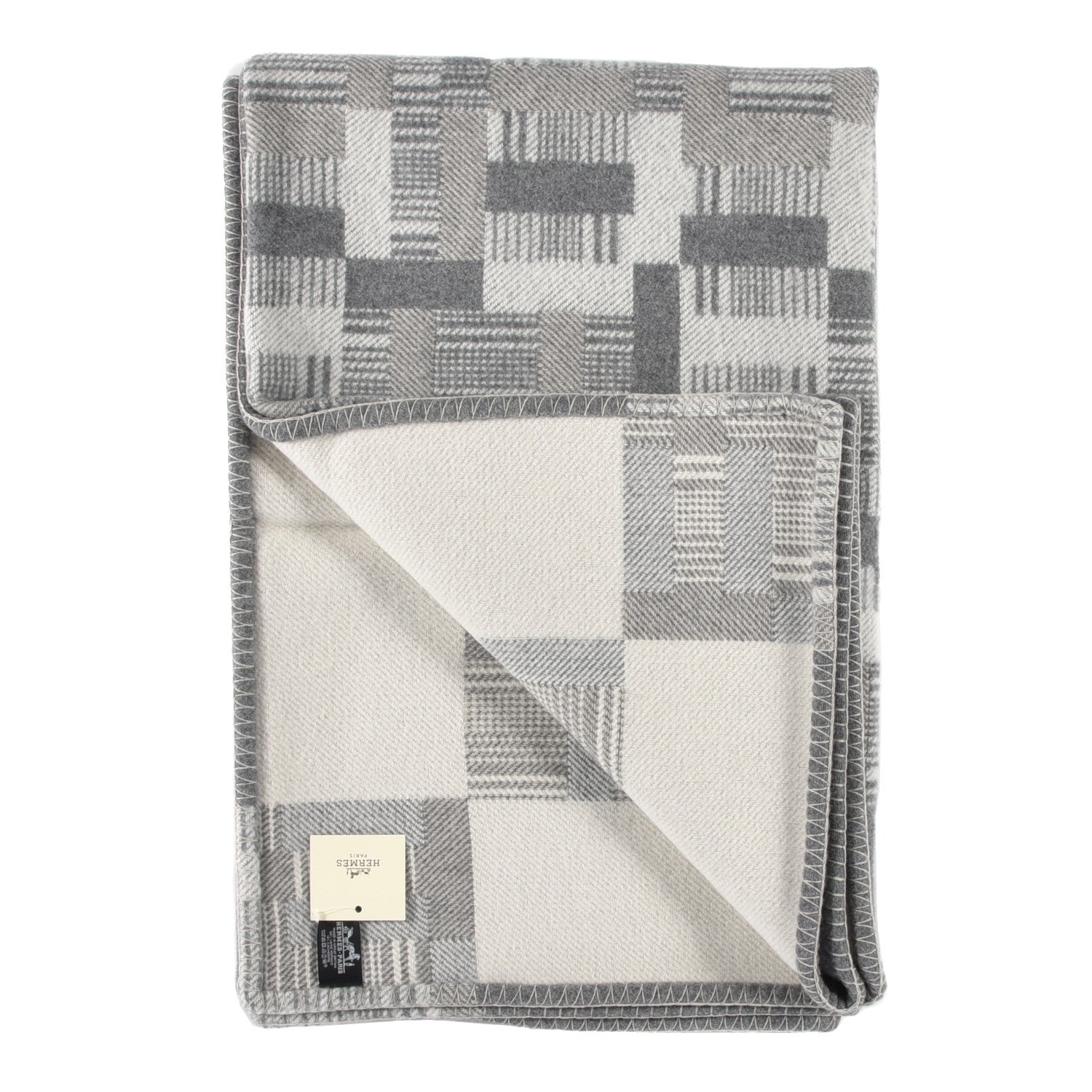 Hermes Wool Cashmere Avalon Paper Block Blanket Gris Acier 2 of 3