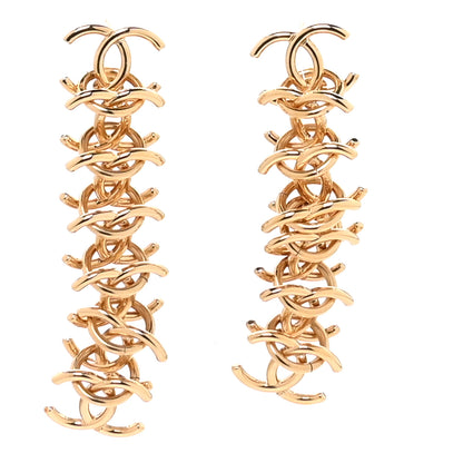 Chanel Metal CC Interlock Drop Earrings Gold 1 of 5
