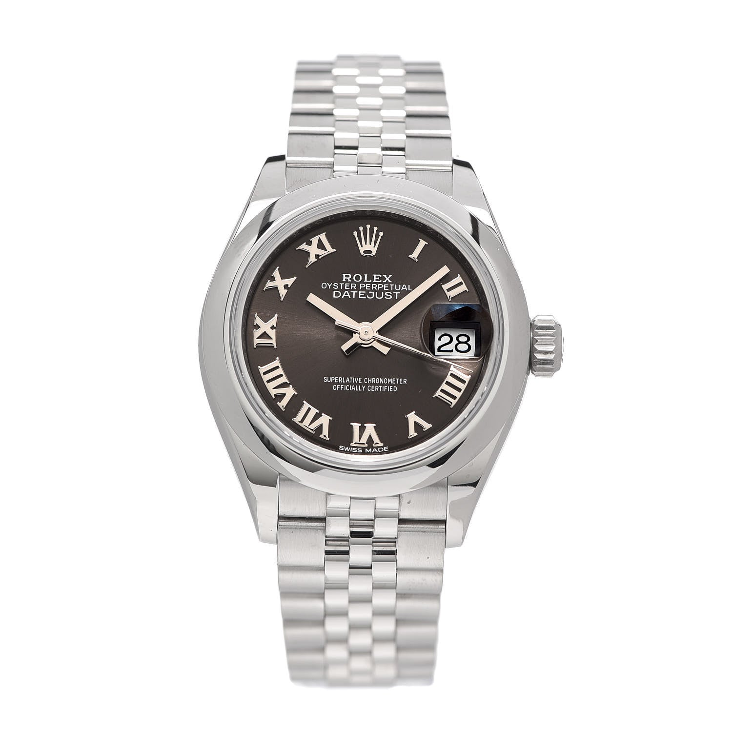 Rolex Stainless Steel 28mm Oyster Perpetual Datejust Watch Slate Roman 279160 1 of 5