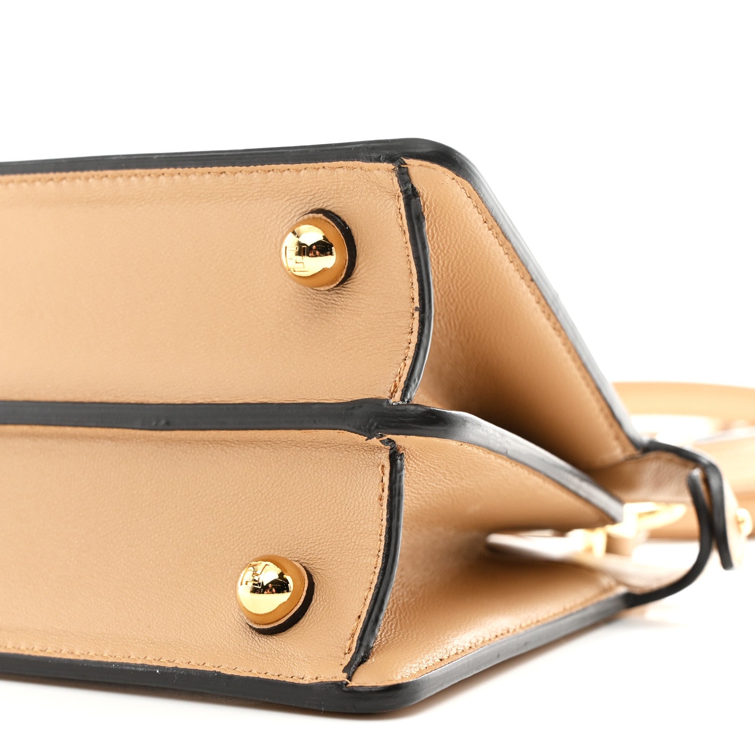 Fendi Shiny Nappa Petite Peekaboo I SEE U Satchel Miele Scuro