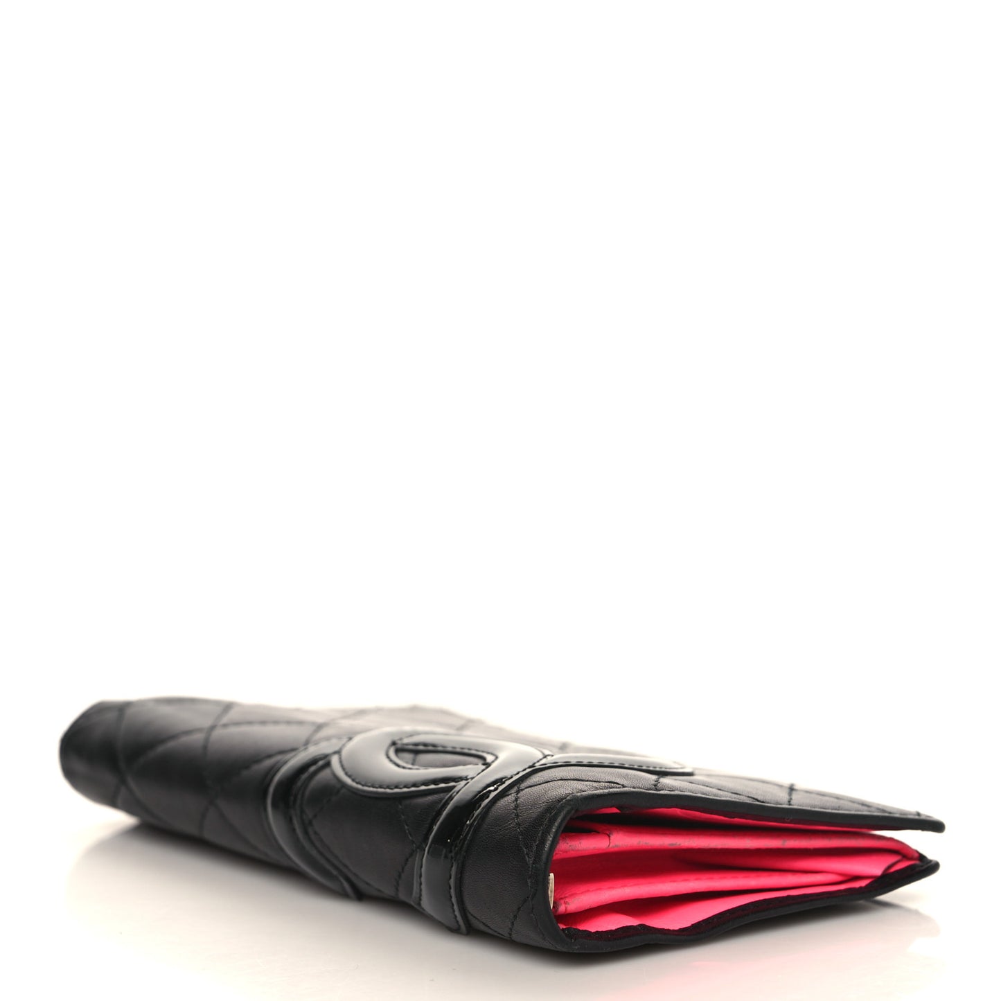 Calfskin Quilted Cambon Yen Wallet Black