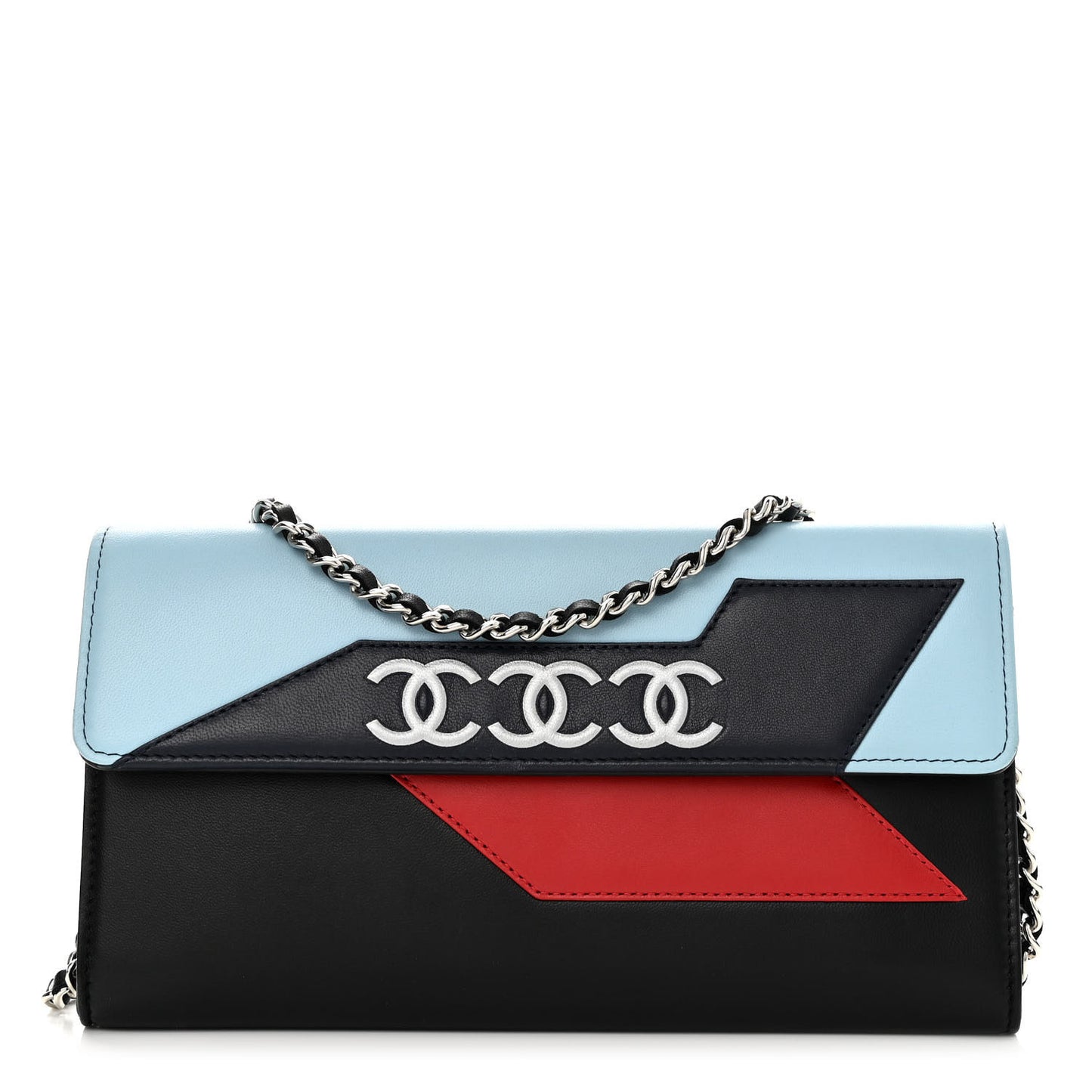 Lambskin Airlines Wallet On Chain WOC Blue Black Red