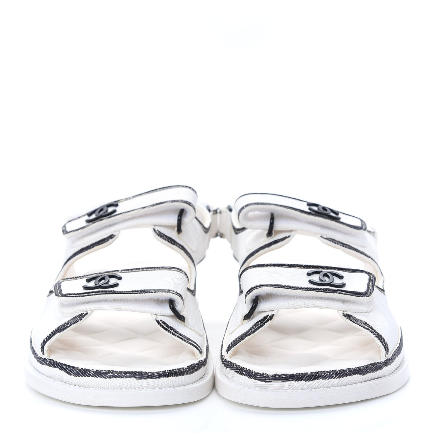 Printed Calfskin Velcro Dad Sandals 40 White Black