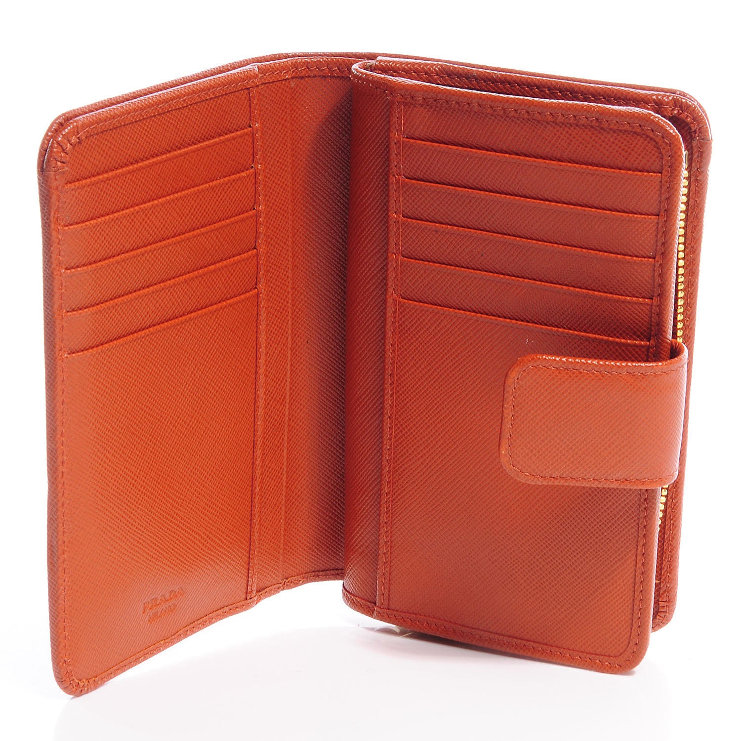 Prada Saffiano Metal Compact Wallet Rame 6 of 8