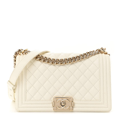 Chanel Caviar Quilted Medium Boy Flap White 1 of 13