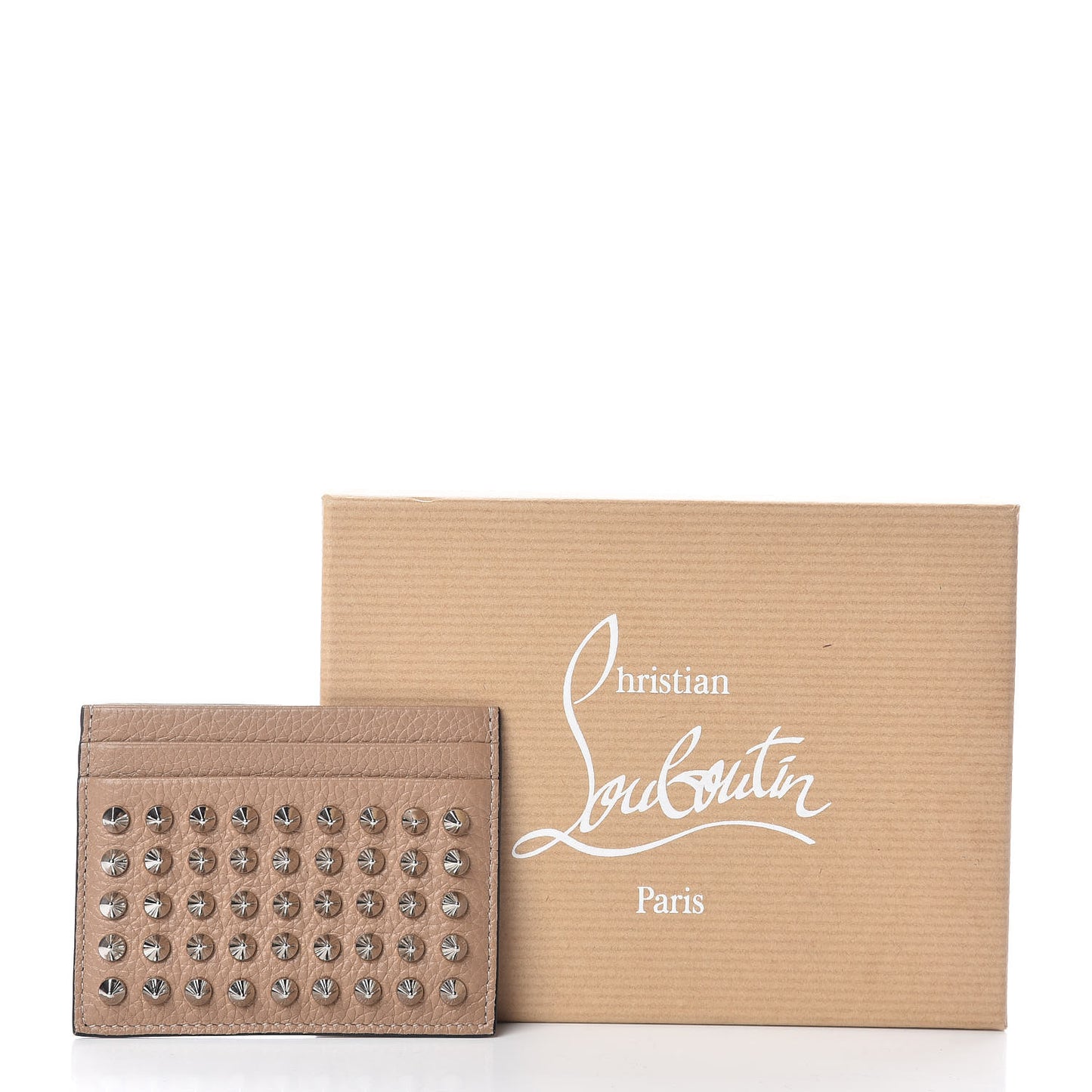 Grained Calfskin Spikes Kios Card Holder Cashmere