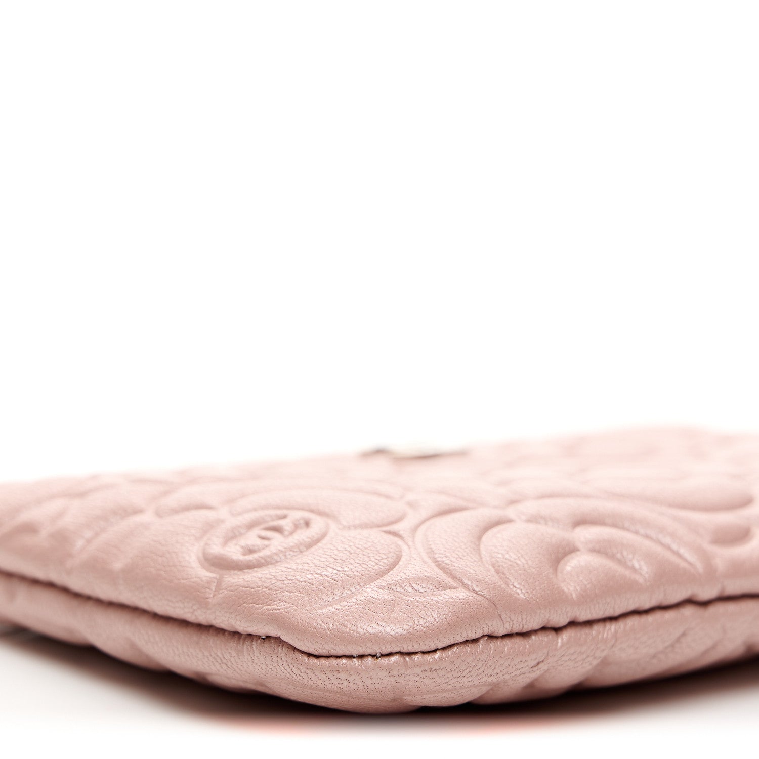 Chanel Goatskin Camellia Embossed Cosmetic Pouch Light Pink 9 of 10
